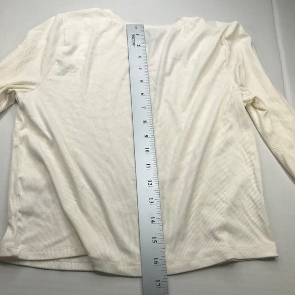 Wild Fable Women's Long Sleeve Rib Fitted Knit Shirt Cream Small New With Tags - Picture 14 of 14